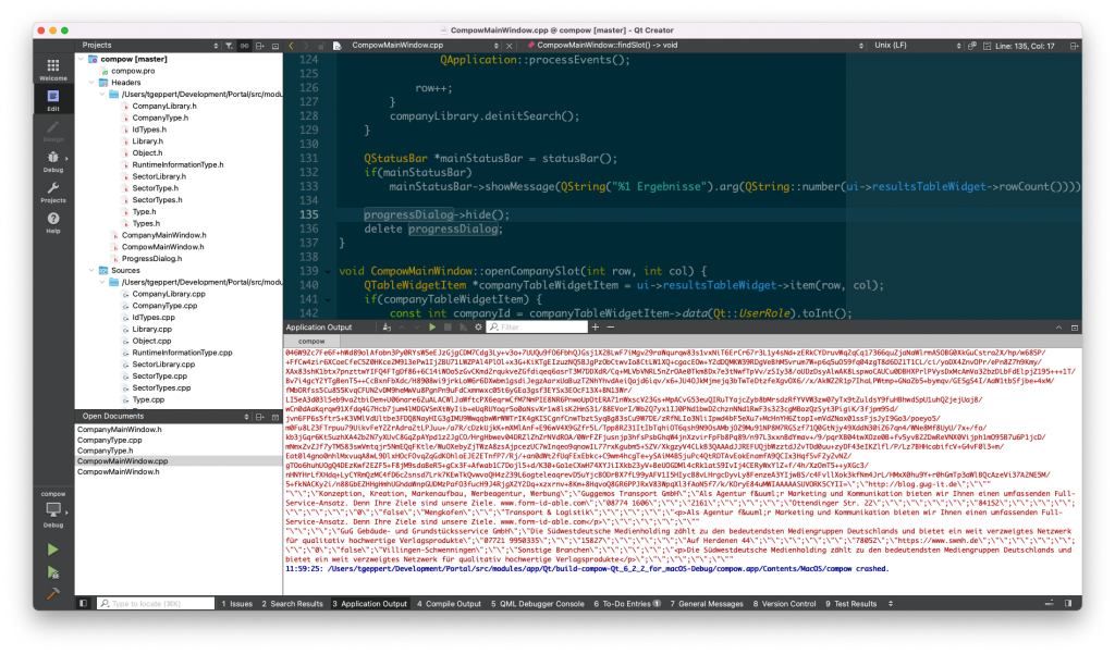 QtCreator mit CSV-Export in der Debug-Übersicht