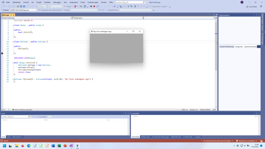Das Beispielprojekt unter Windows mit Visual Studio