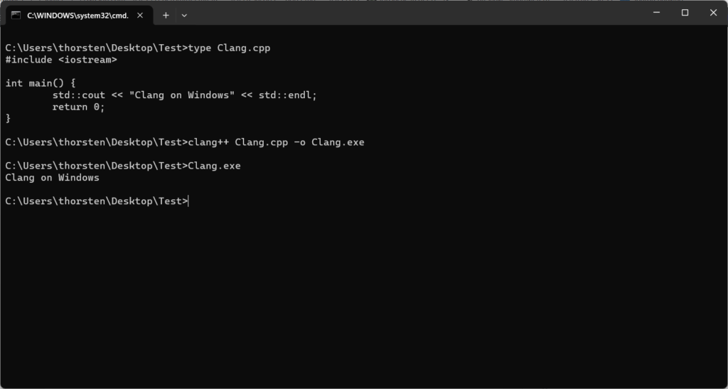 LLVM (clang++) auf Windows